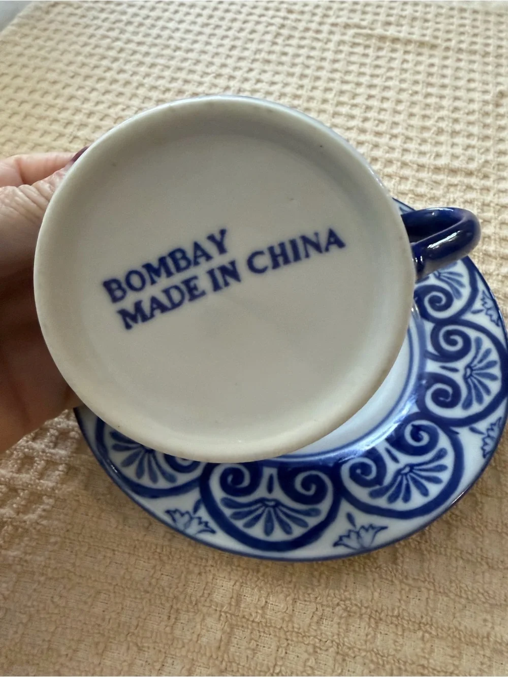 Bombay Blue and White Decorative Cup and Saucer